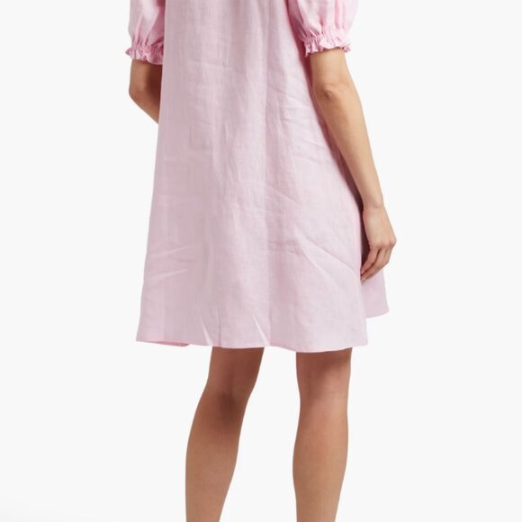 SLEEPER Marie lace-trimmed linen mini dress Baby pink Size: M net-a-porter - Picture 3 of 4